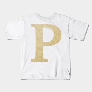 The Letter P Metallic Gold Kids T-Shirt